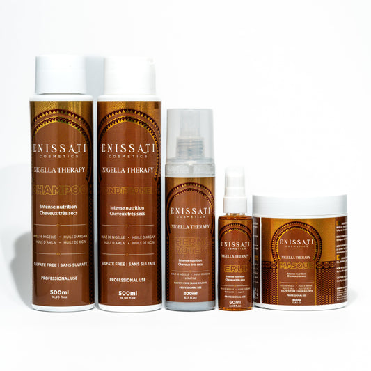 Nigella Therapie Komplettserie - Shampoo, Maske, Conditioner, Hitzeschutz und Serum